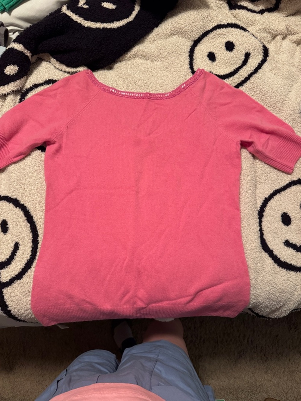 Lilly Pulitzer Cashmere/Wool Bright Pink Short Sleeve Knit Top